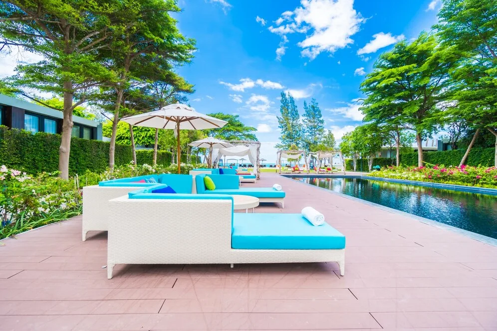 Outdoor Cabanas with garden in San Diego