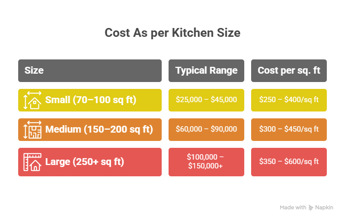 diagram of Cost Based on Kitchen Size of san diego
