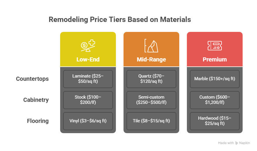 Diagram of Cost Based on Material Choices in san diego