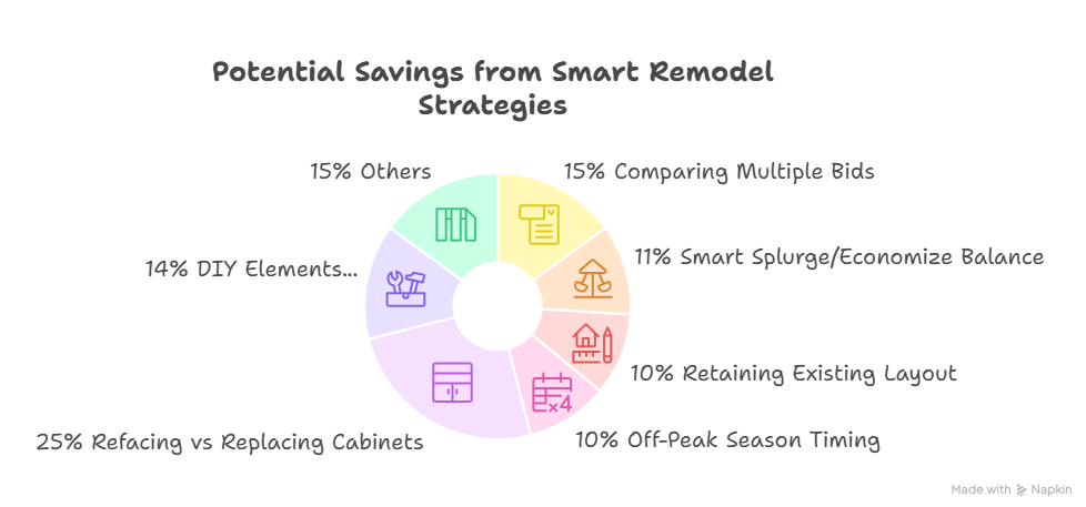 Pie Chart Showing Estimated Saving in cost of kitchen remodeling sandiego