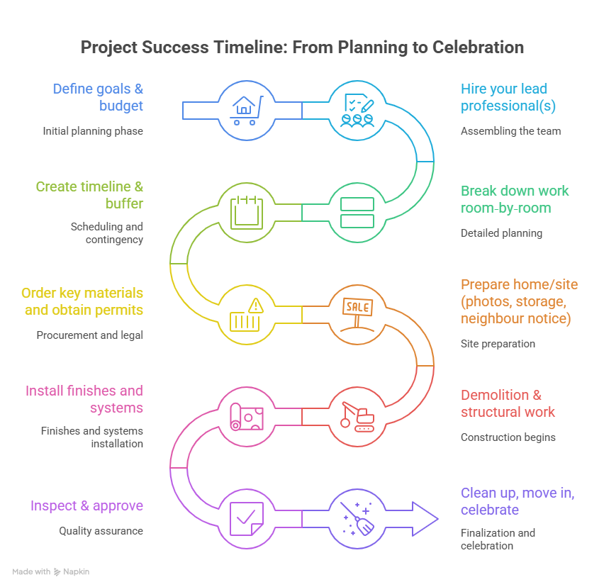 Infographic representation for home renovation checlist in sandiego