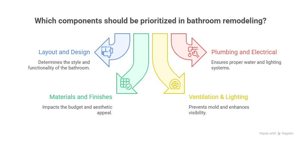 infographic showing components of bathroom remodeling san diego