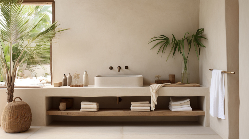 soft clay color design for sandiego bathrooms
