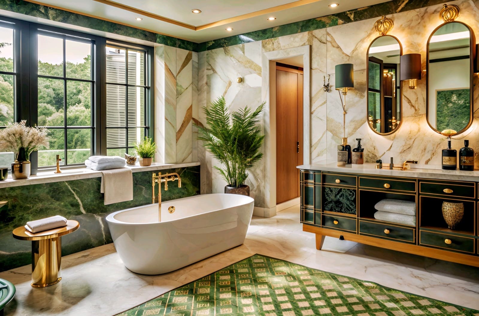 Green theme bathroom design in san diego