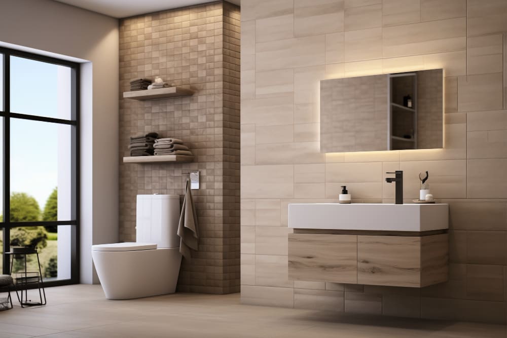 Single wall bathroom layout for small bathrooms