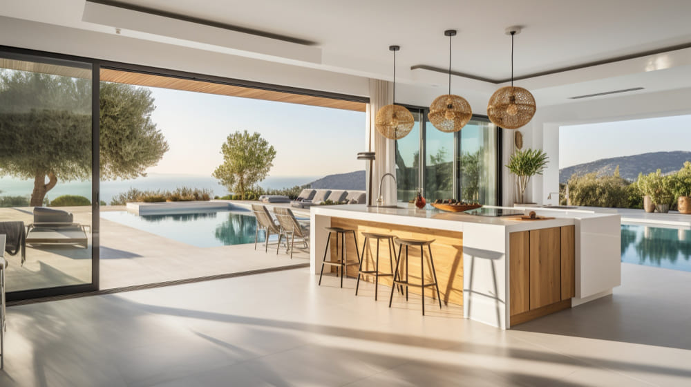 kitchen luxury design connected with outdoor area