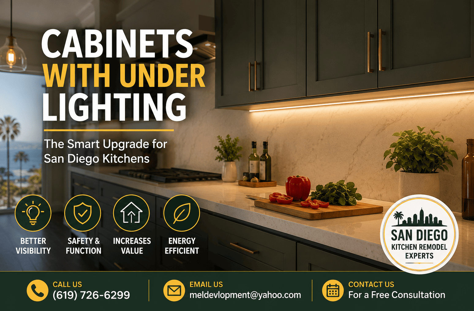 Kitchen Remodel Trends: Cabinets With Under Lighting in San Diego