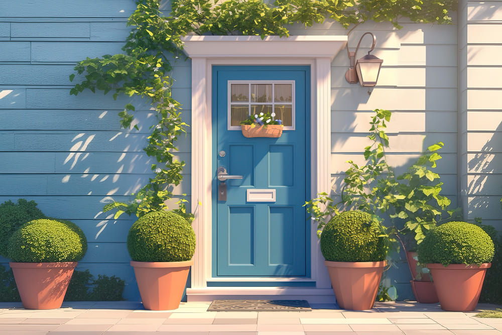 image of blue color door showing when to replace front door